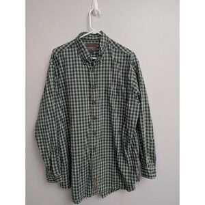 C2 Abercrombie Fitch The Big Shirt Mens L Green White Plaid Long Sleeve